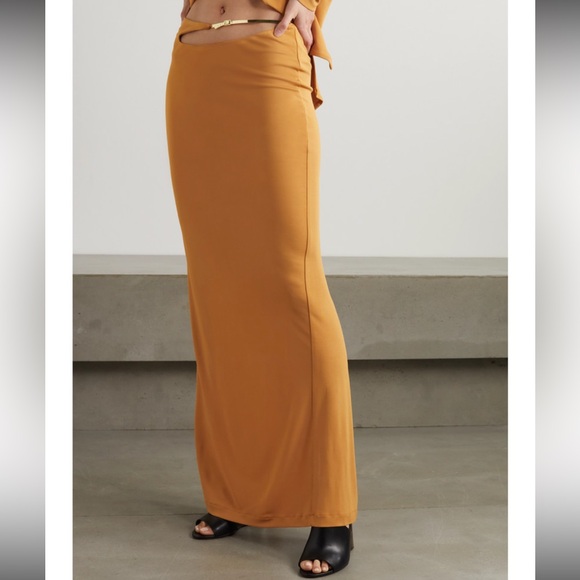 Christopher Esber Buckled cut out jersey maxi skirt in tan - Picture 1 of 10